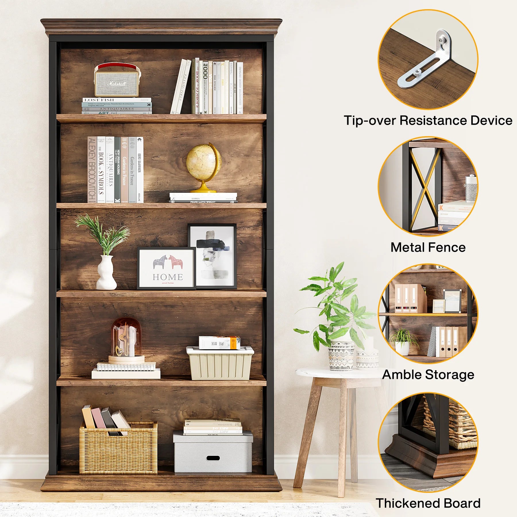 6-Tier Industrial Bookcase