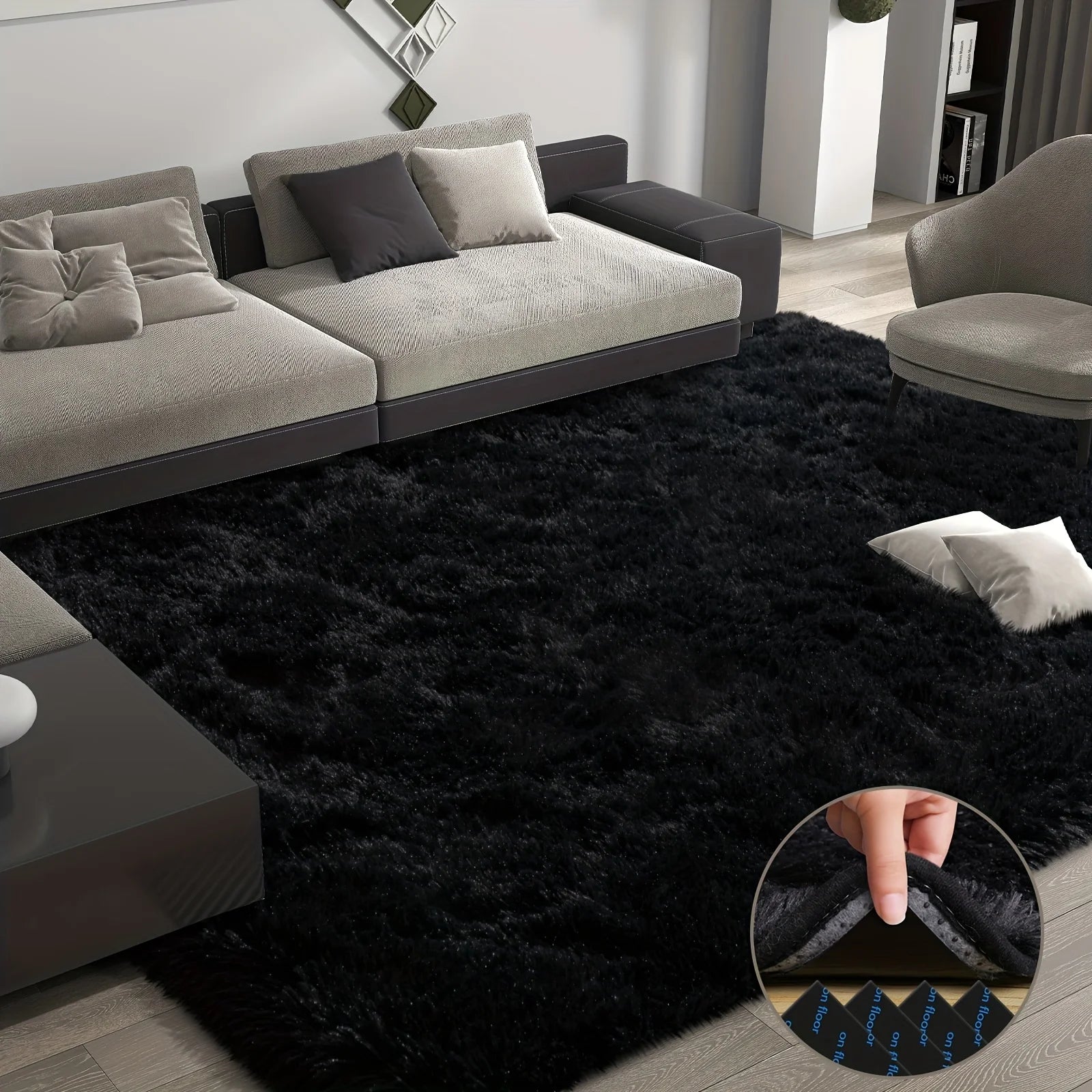 Large plush decorative area rug