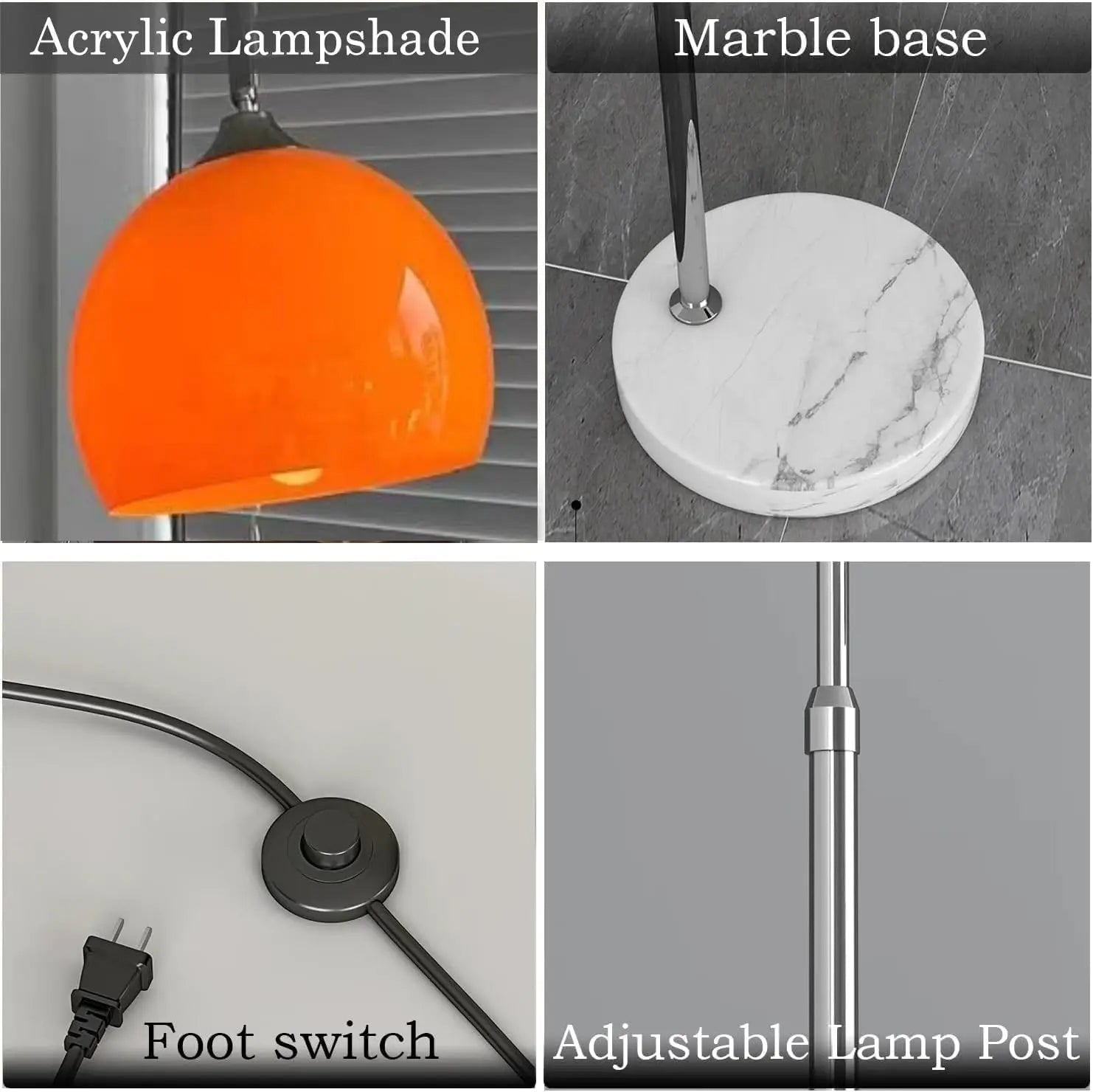 Nordic Floor Lamp with Orange Acrylic Shade