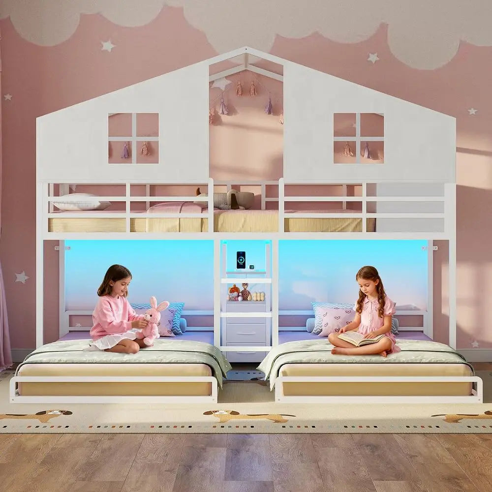 Triple Bunk Bed Twin Size with House