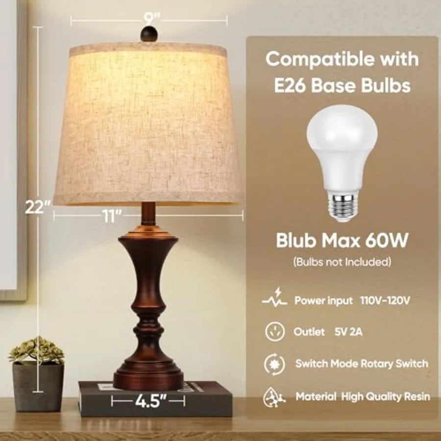 Rustic Retro Table Lamps Set of 2