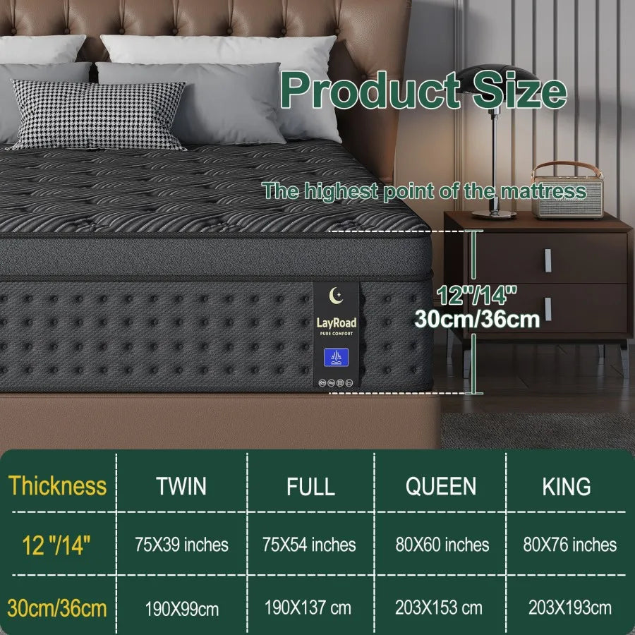 12/14inch Memory Foam Hybrid Mattress