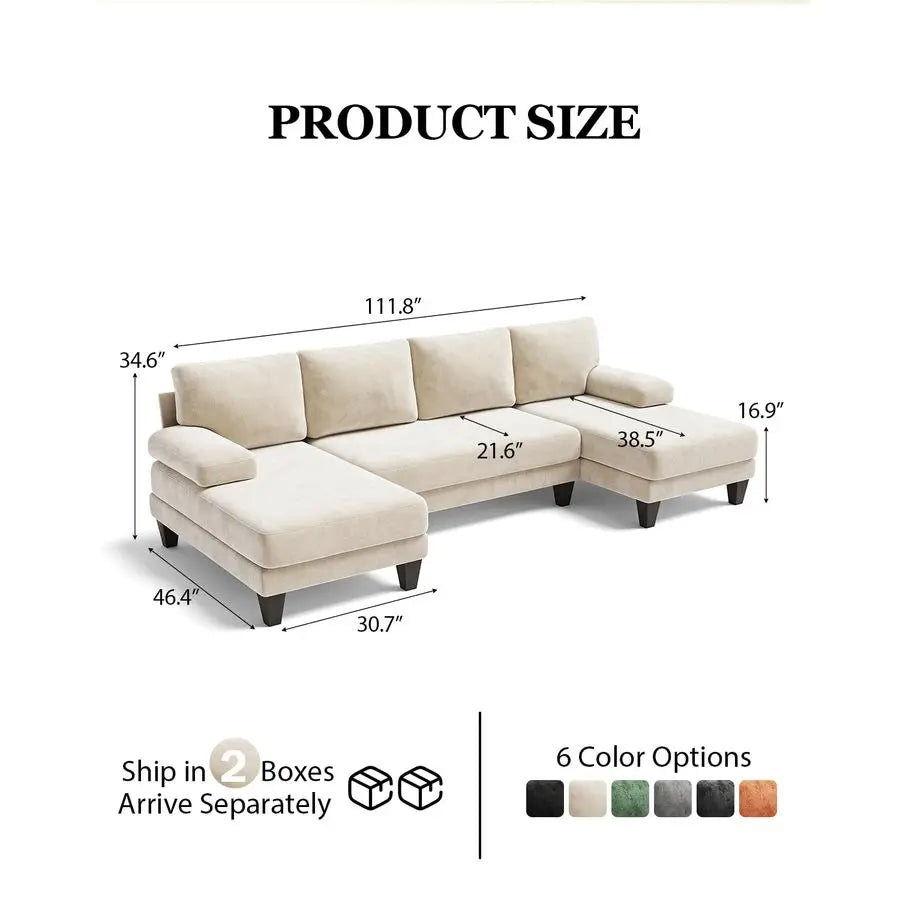 Modern Sectional Couch with Double Chaise
