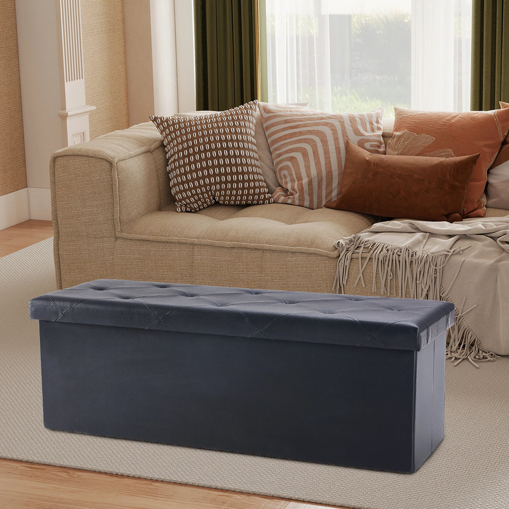 Leather Folding Ottoman Storage Footstool