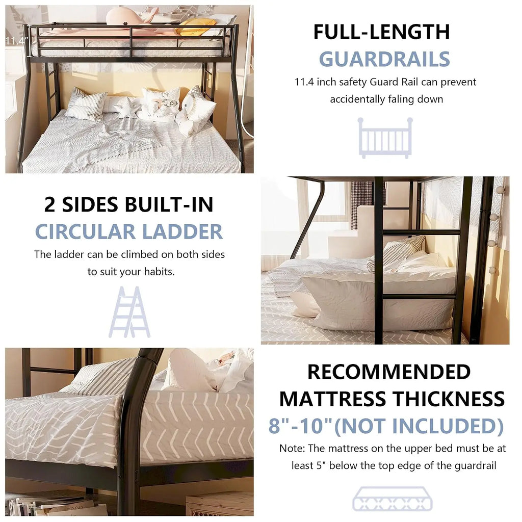 Heavy Duty Metal Twin Over Full Bunk Beds with Trundle