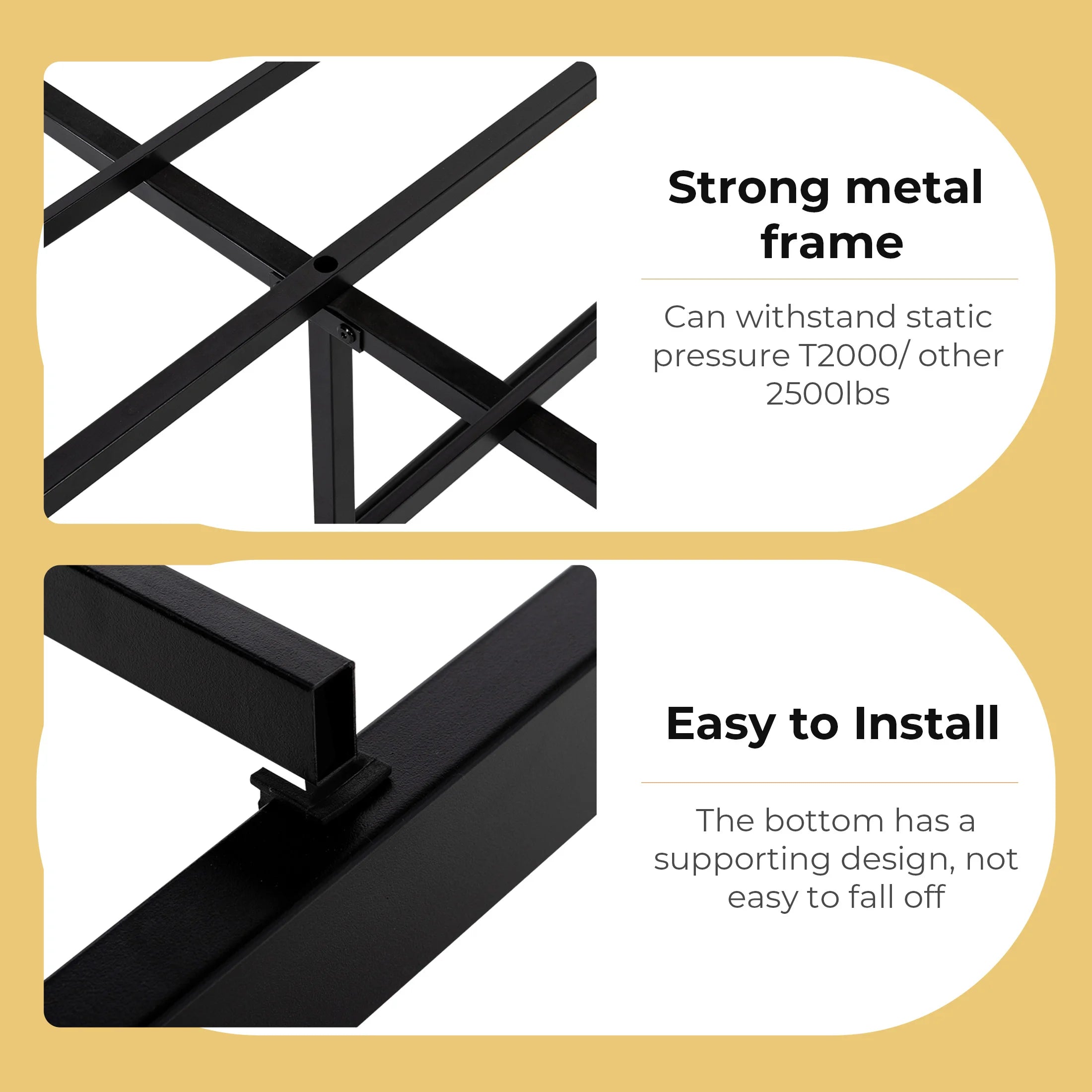 Square Metal Platform Bed Frame Heavy Duty