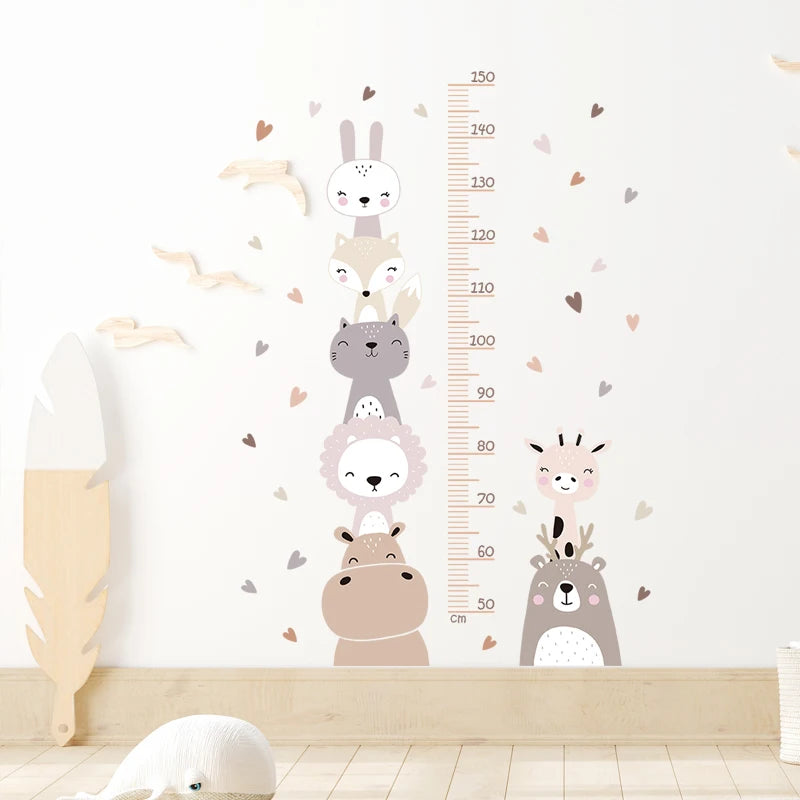 3PC Cartoon Animal Height Ruler Wall Stickers