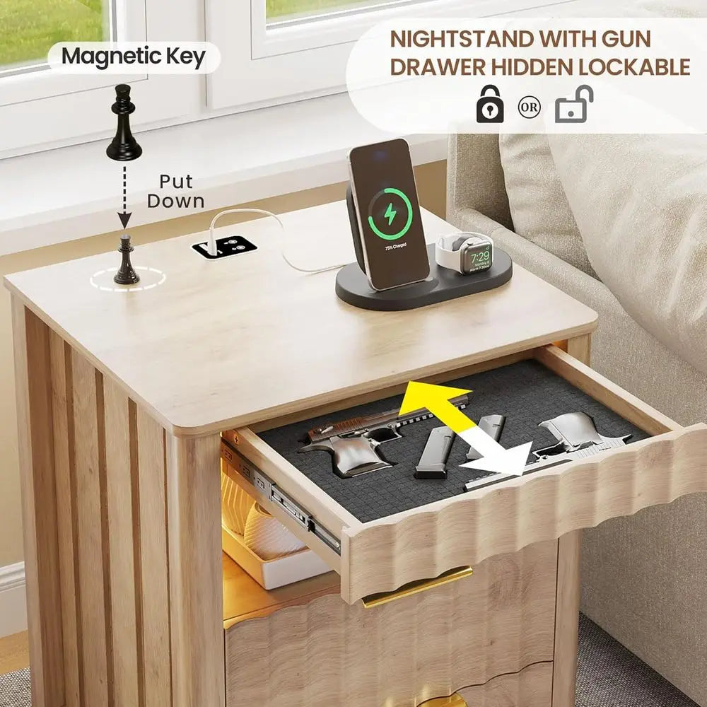 LED Night Stand With Light & Gun Holder
