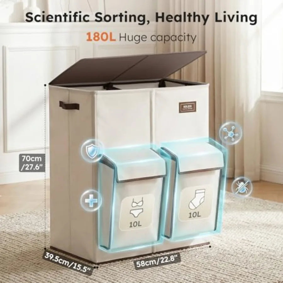 Double Laundry Hamper with Lid