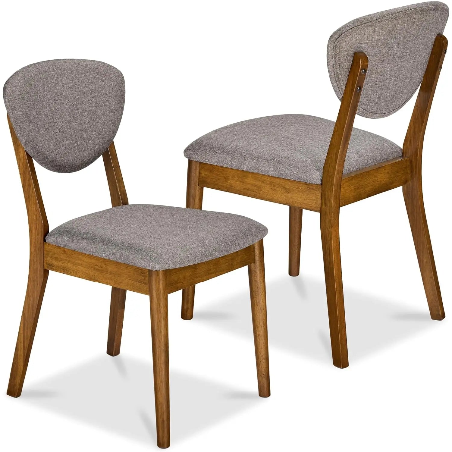 Mid-Century Modern Upholstered Wood Armless Dining Chairs (Set of 2)