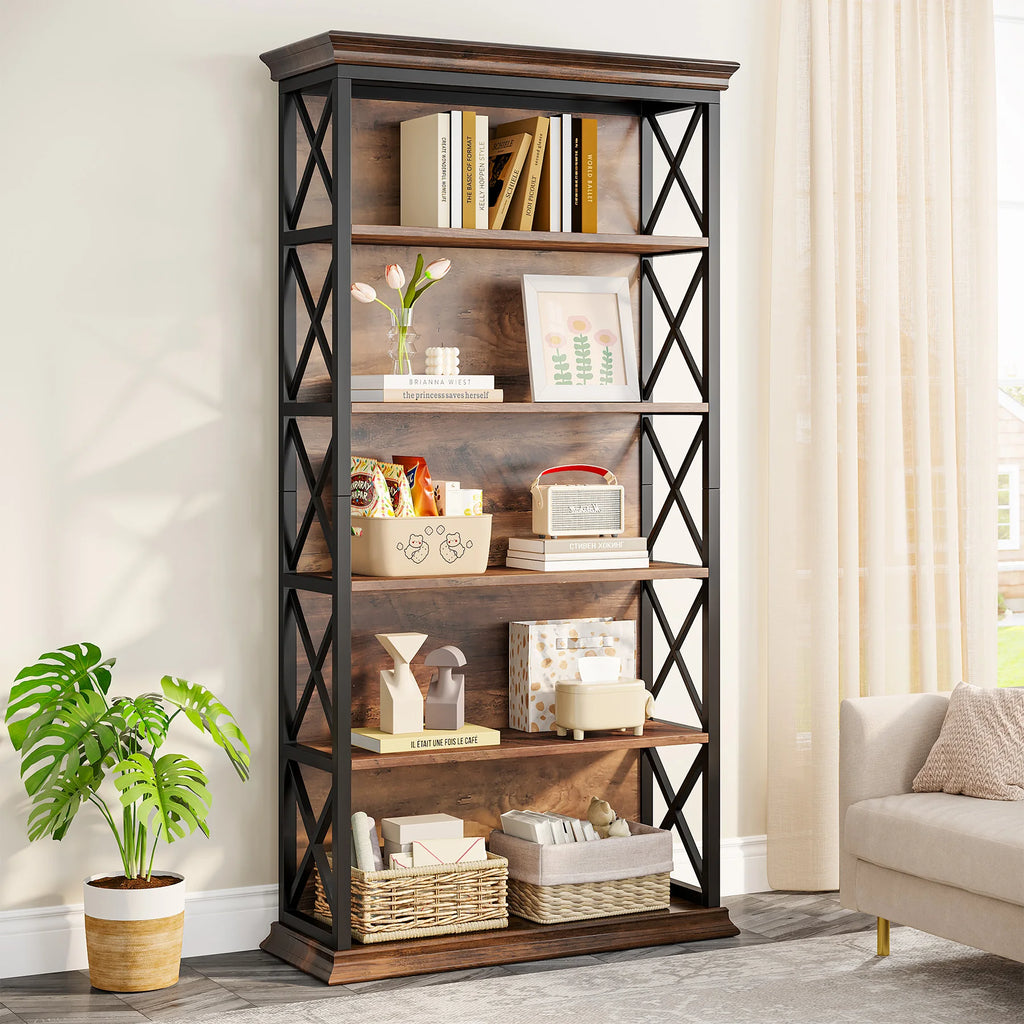 6-Tier Industrial Bookcase