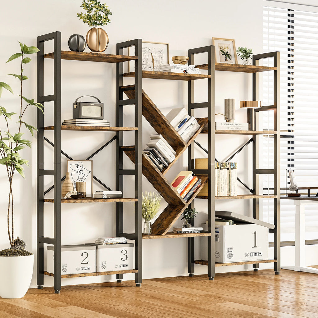 Modern 4-Tier Large Wooden Bookcase