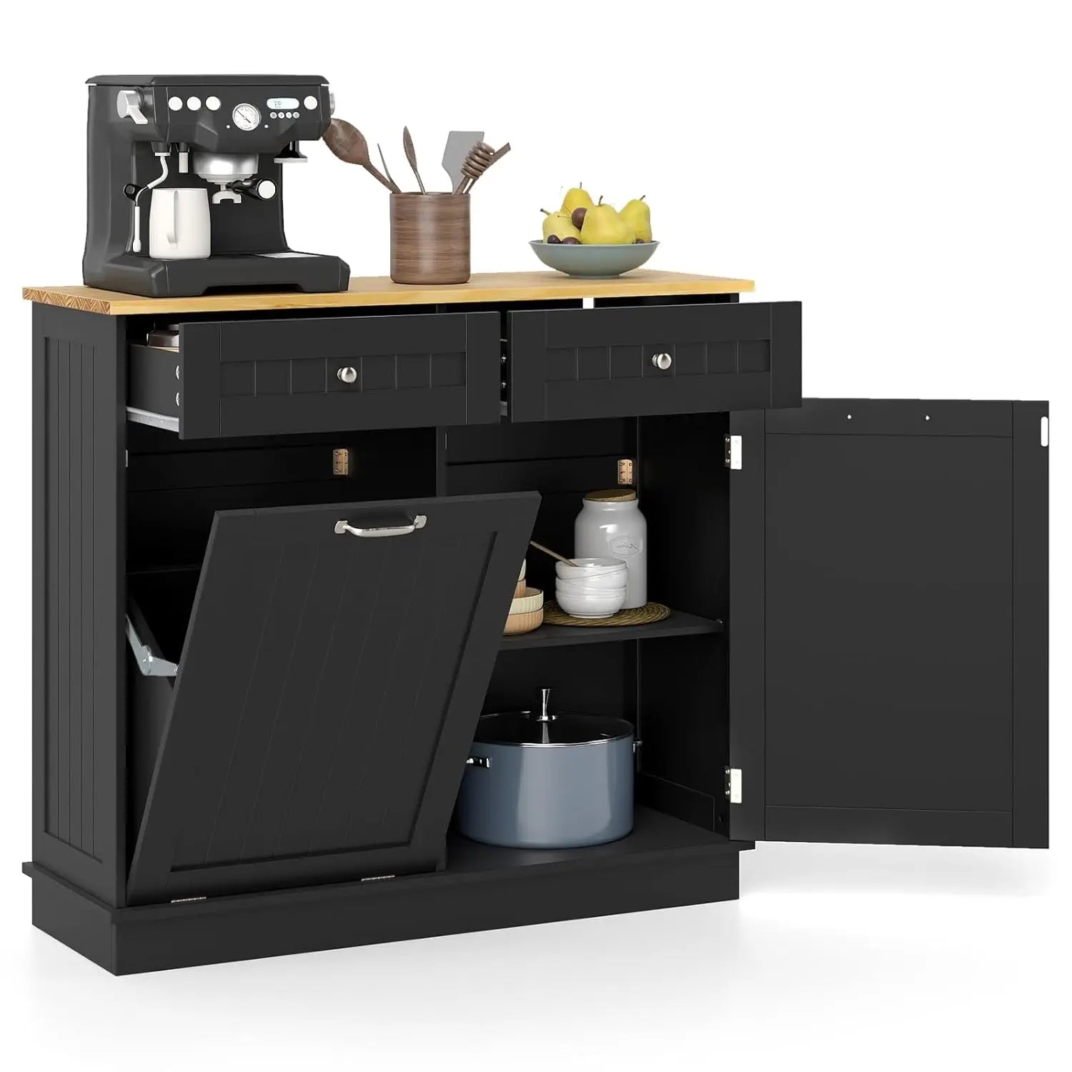 Kitchen Island with Tilt Out Trash Storage