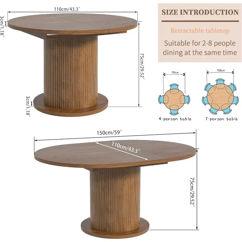 Modern Farmhouse Expandable Round Dining Table