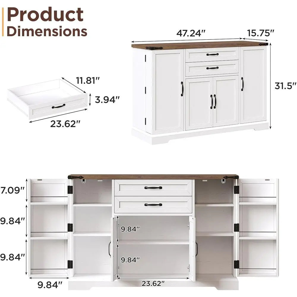 Farmhouse Kitchen Sideboard Buffet Cabinet