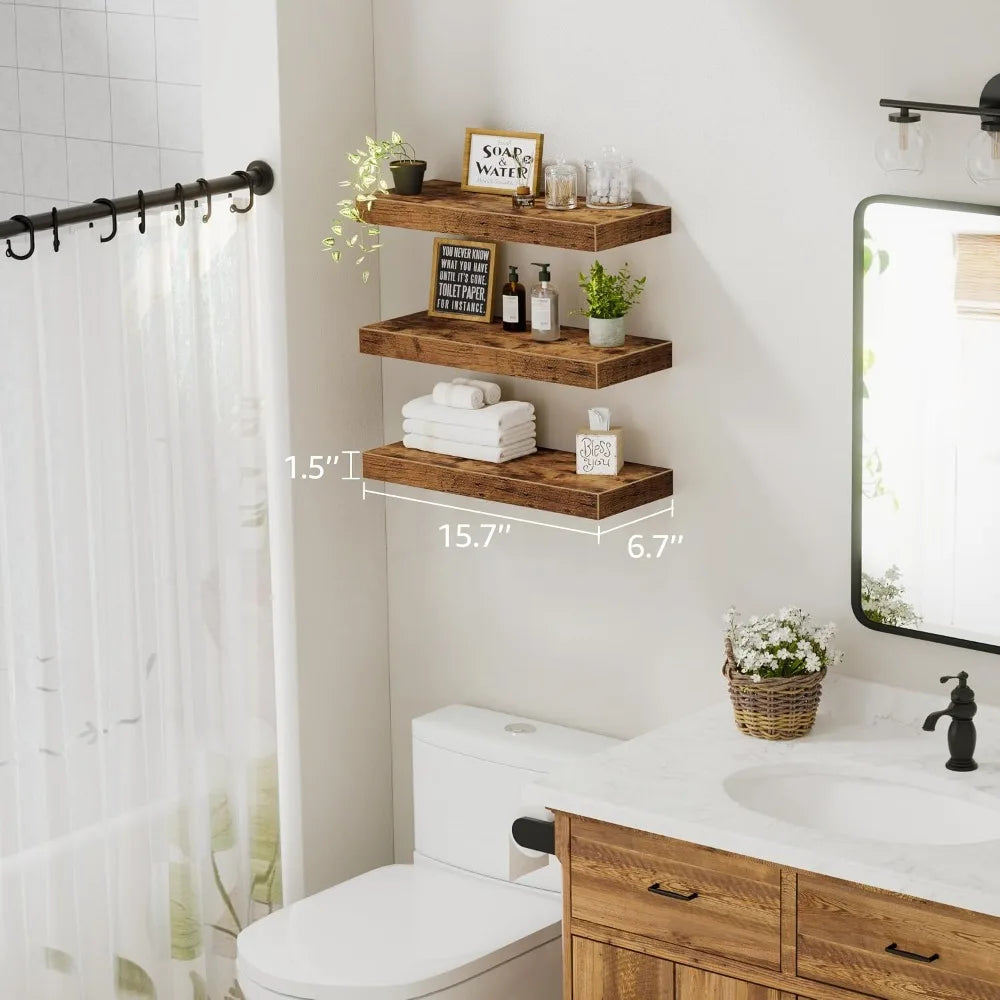Farmhouse Rustic Floating Shelves Set of 3