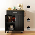 Rolling Kitchen Cart with Storage Cabinet & Drawer