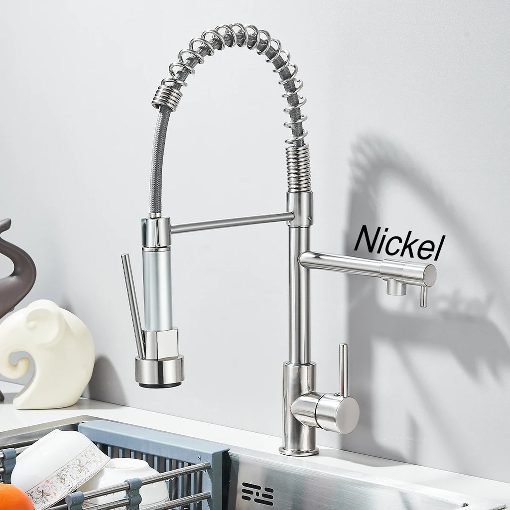 Pull Down Kitchen Faucet with Dual Spout