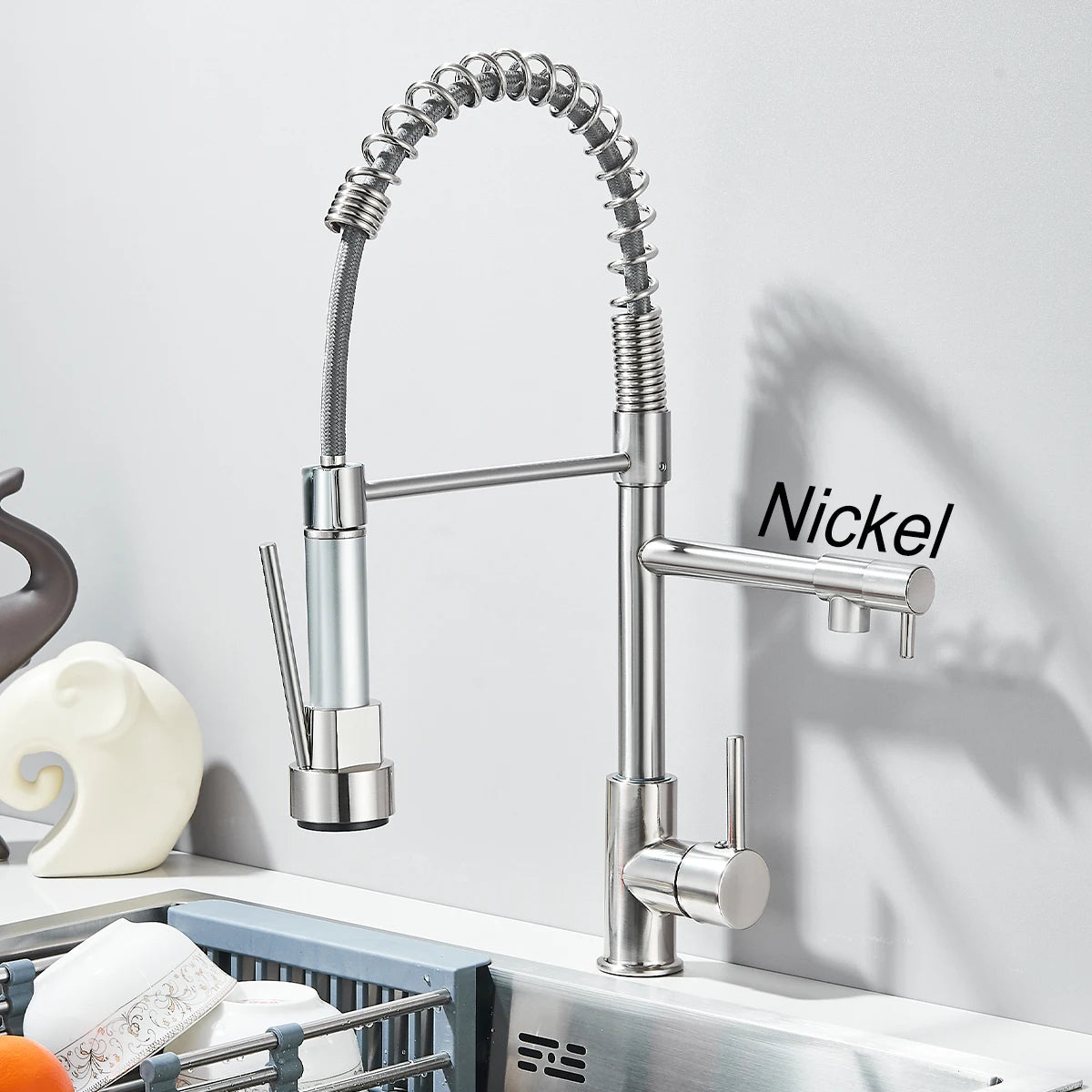 Pull Down Kitchen Faucet with Dual Spout