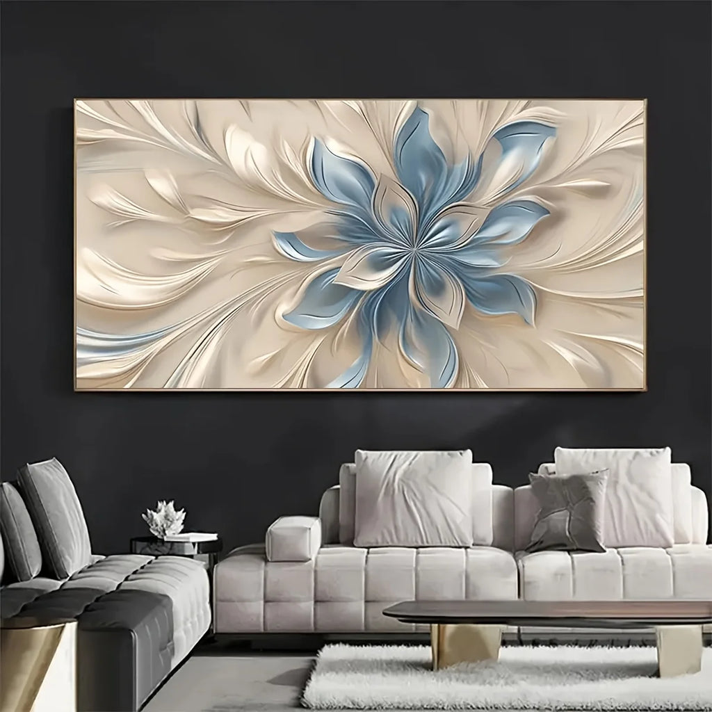 Large Blue and White Floral Canvas Art