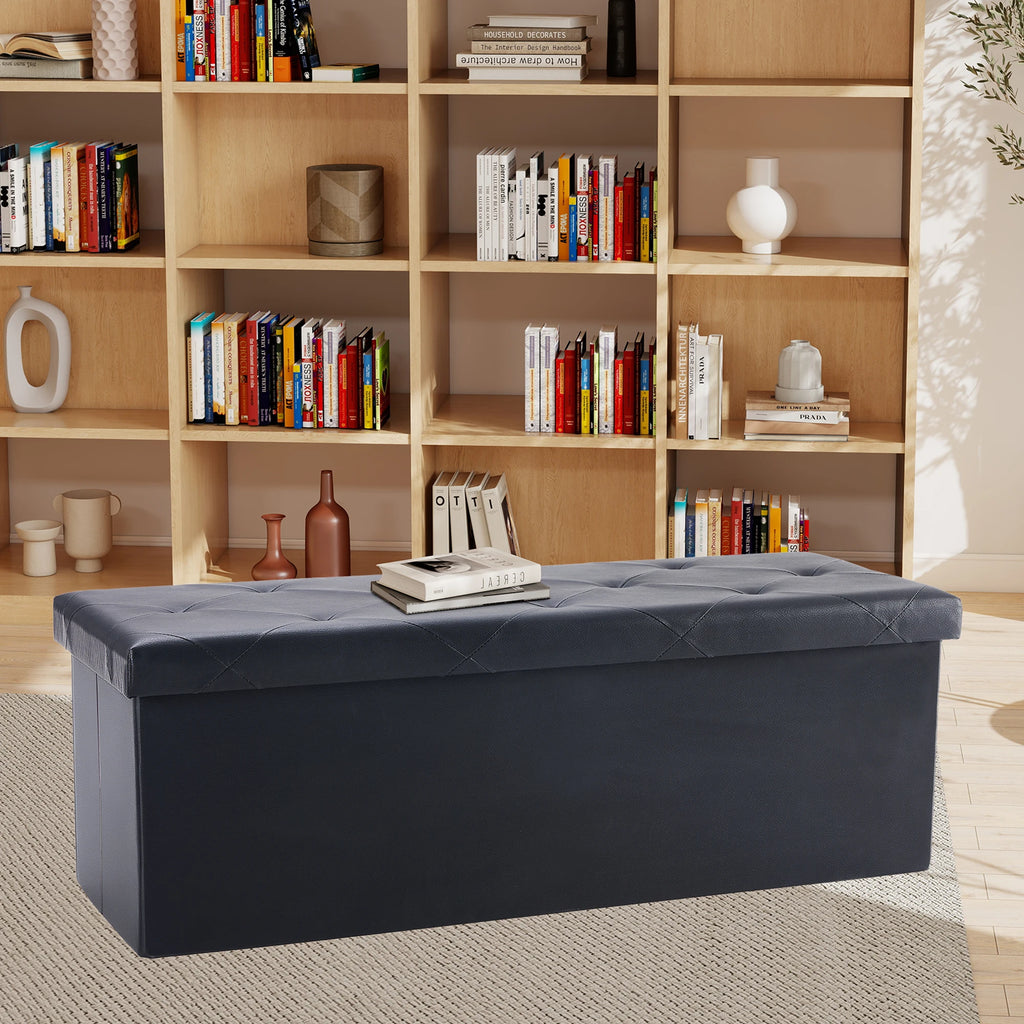 Leather Folding Ottoman Storage Footstool