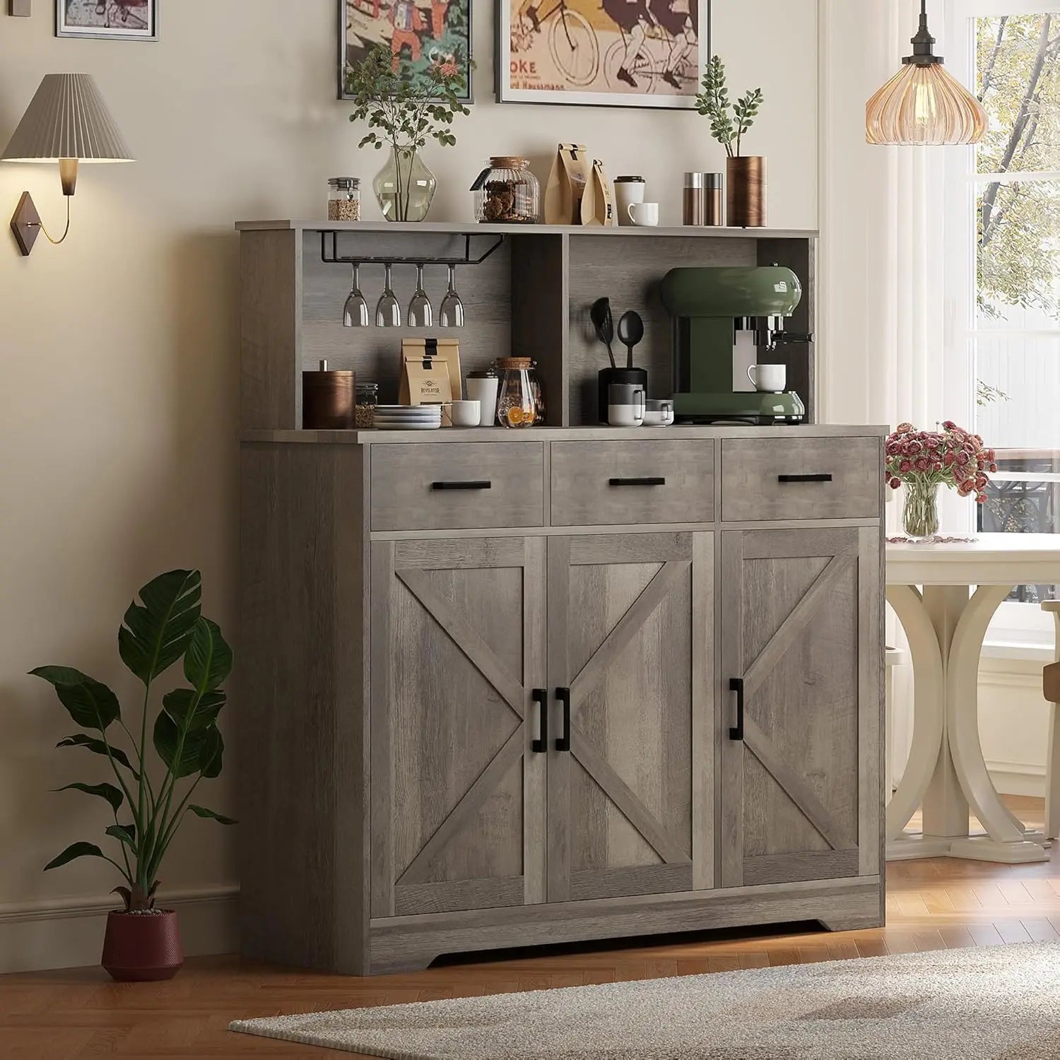 Farmhouse Sideboard Buffet with Barn Doors