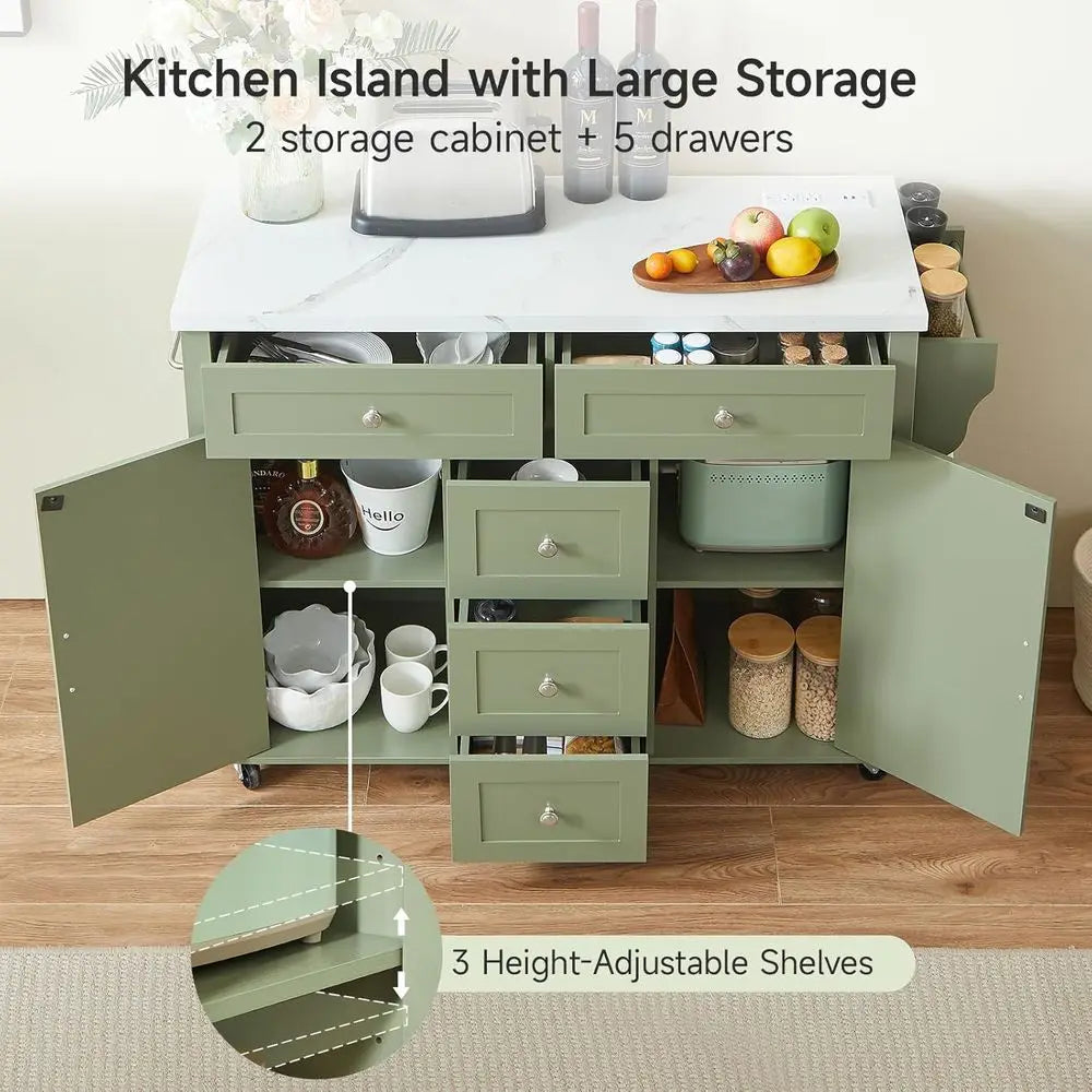 Kitchen Island with Storage Cabinets