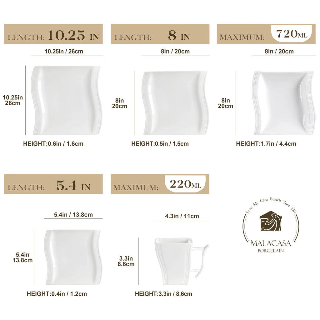 FLORA 30/60 Piece White Porcelain Dinner Set with 12