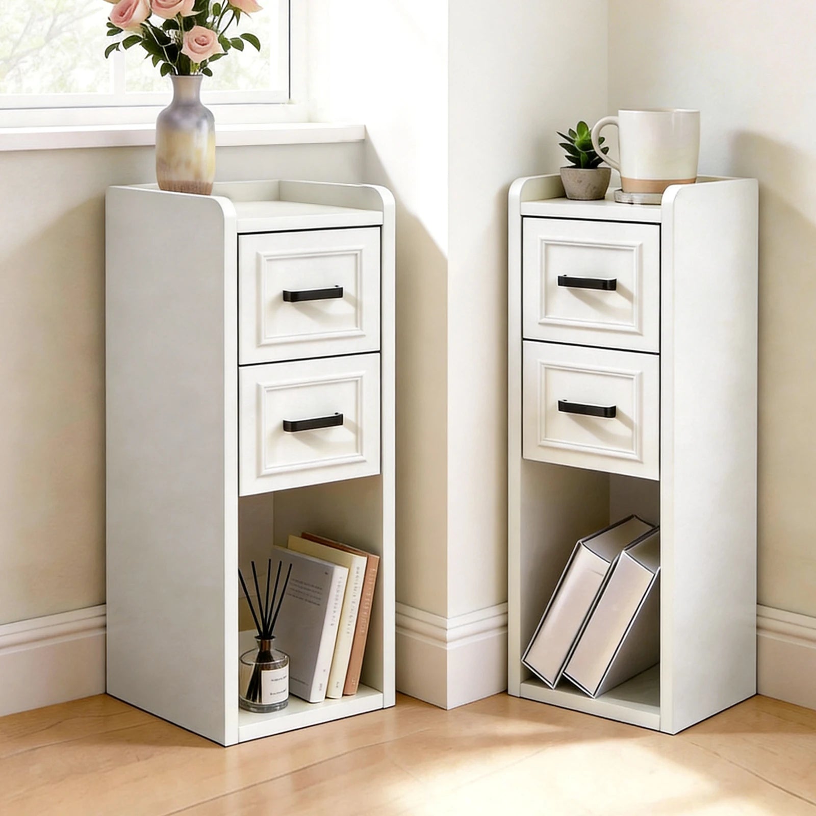 Narrow Modern Nightstand Set of 2