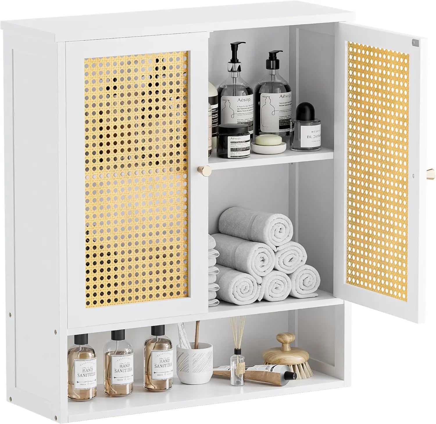 Bathroom Wall Mounted Rattan Cabinet