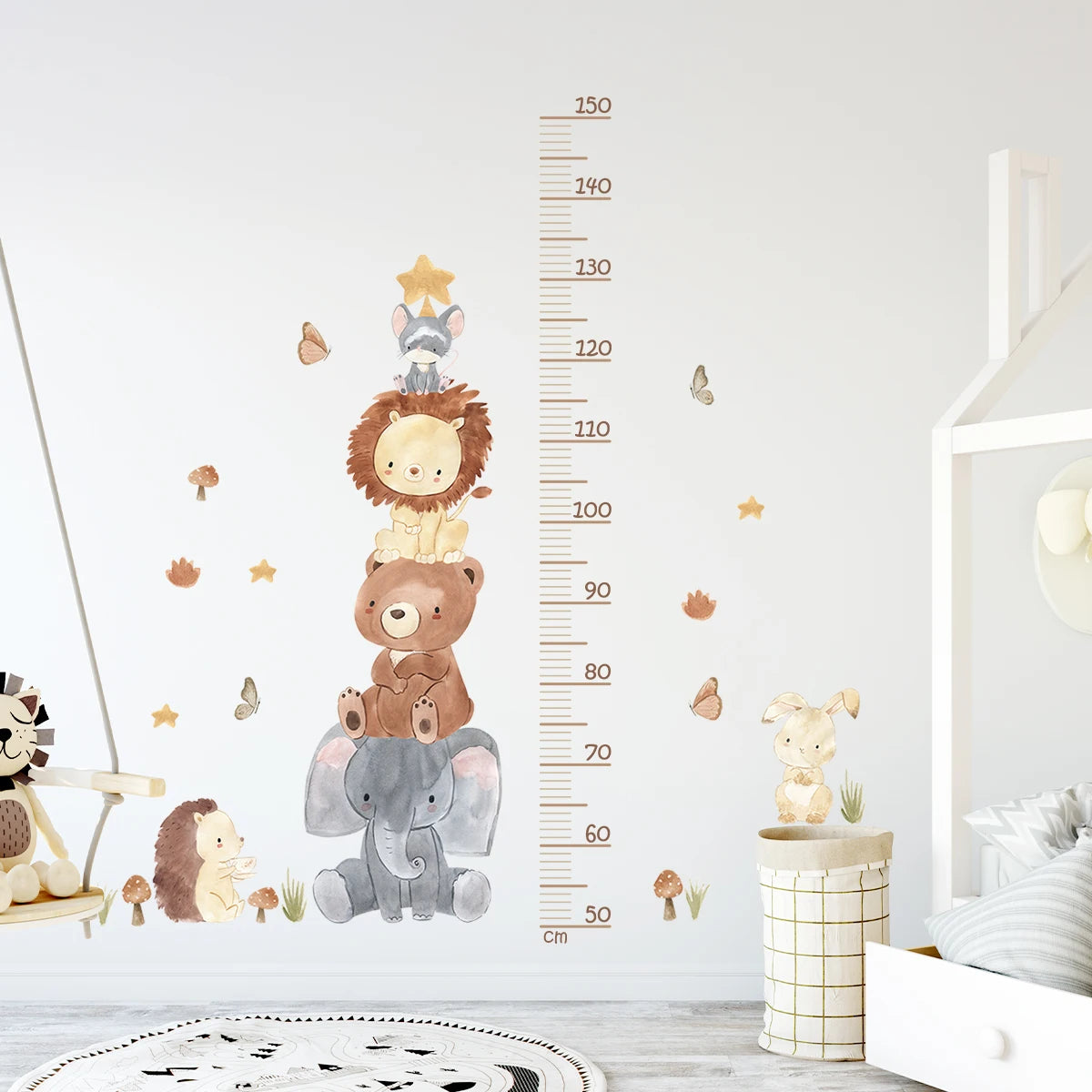 3PC Cartoon Animal Height Ruler Wall Stickers