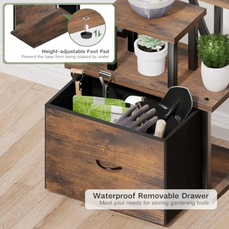Indoor plant stand with grow light