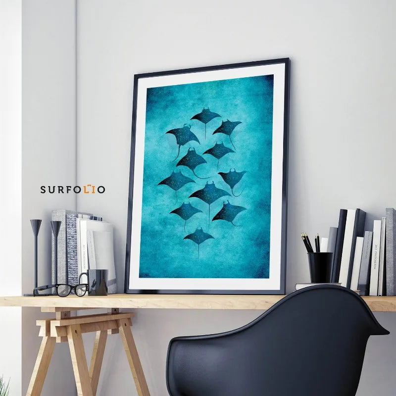 Blue Watercolor Ocean-Marine Organisms