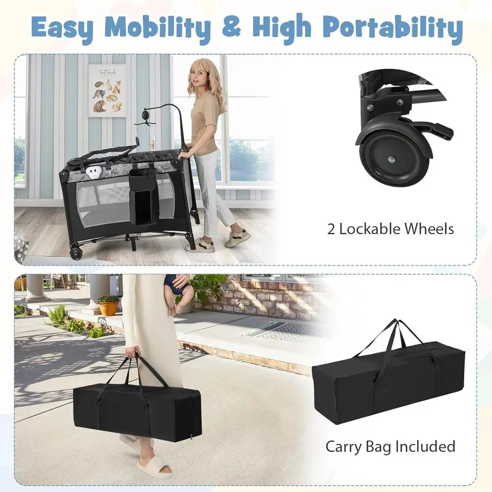 4 in 1 Portable Baby Pack and Play with Bassinet