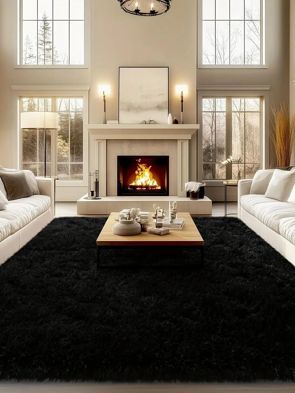 Large plush decorative area rug