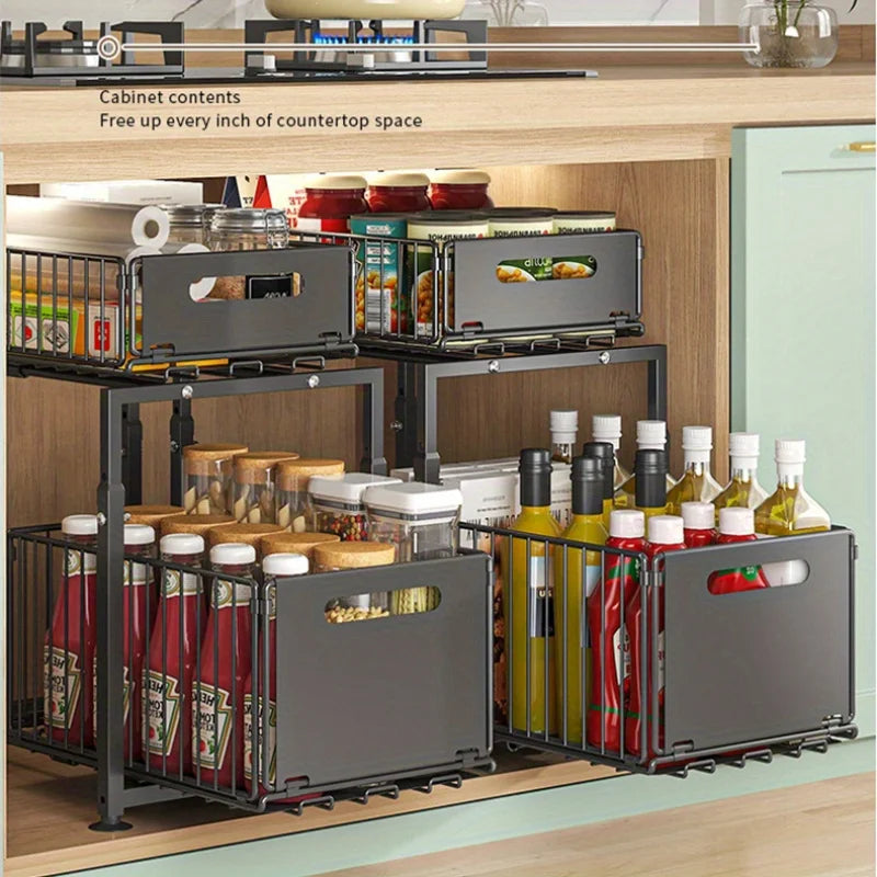 2 Tier Slide Out Cabinet Organizer
