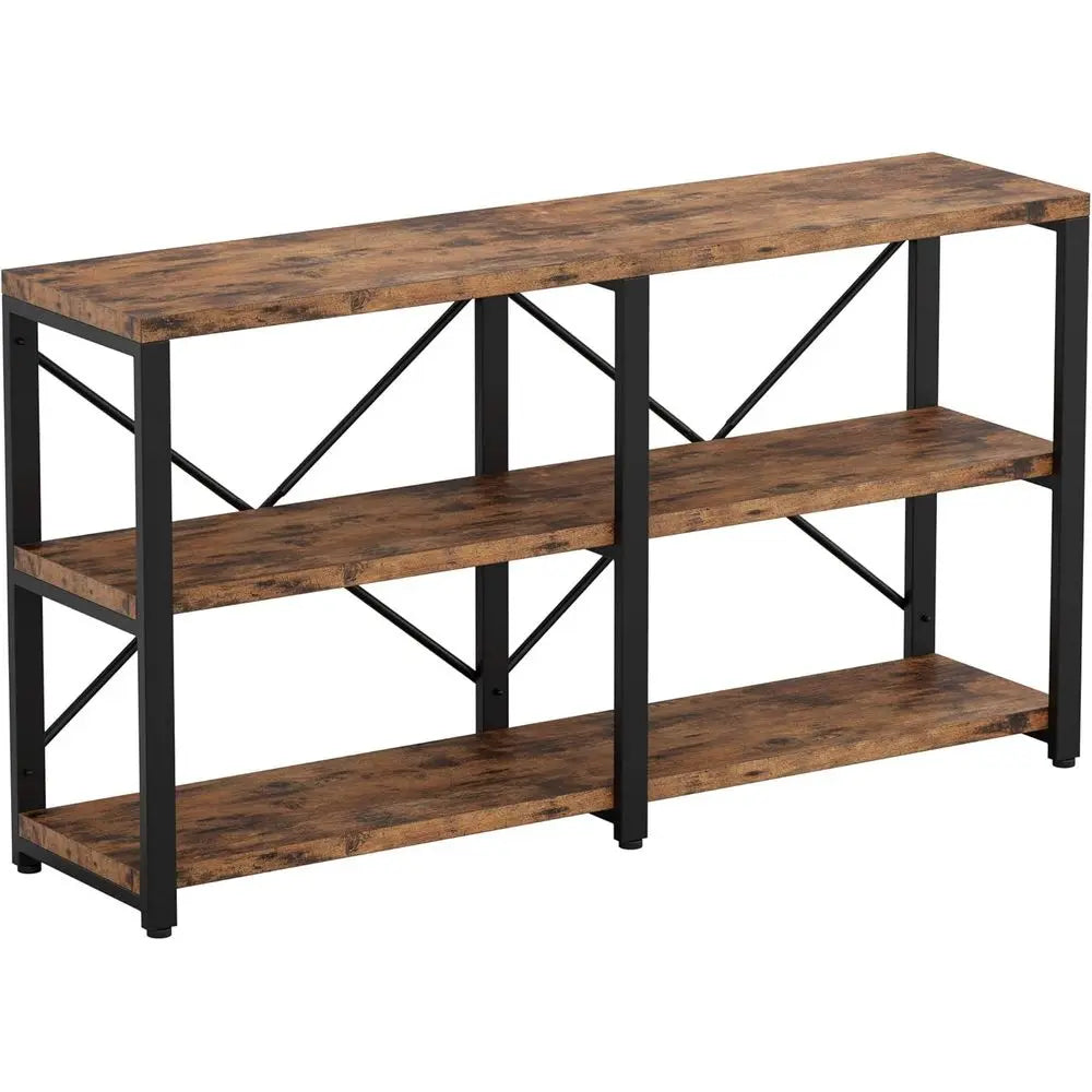 Farmhouse Sofa Table with Storage Shelves