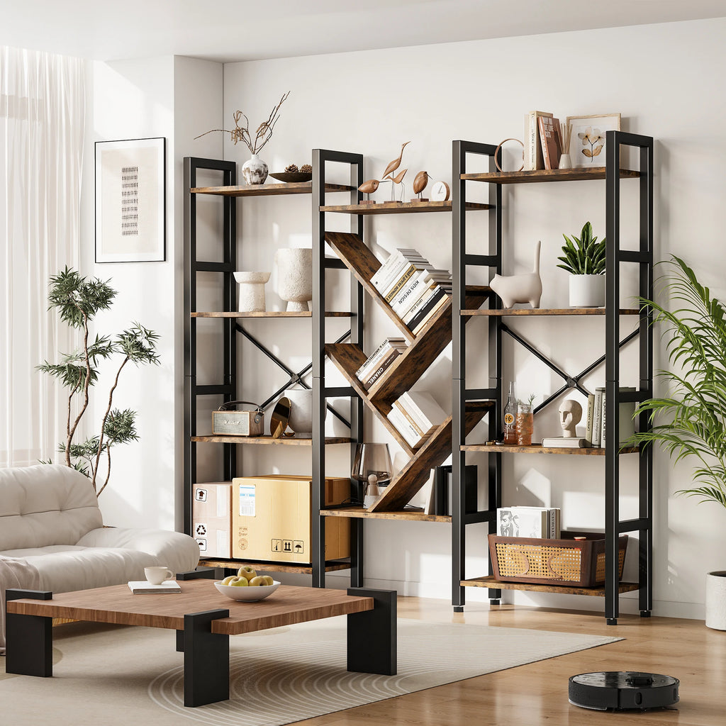 Modern 4-Tier Large Wooden Bookcase