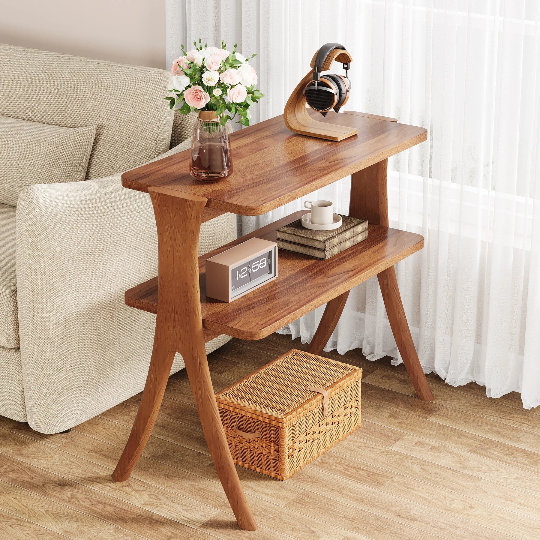 Slim Walnut Side Table