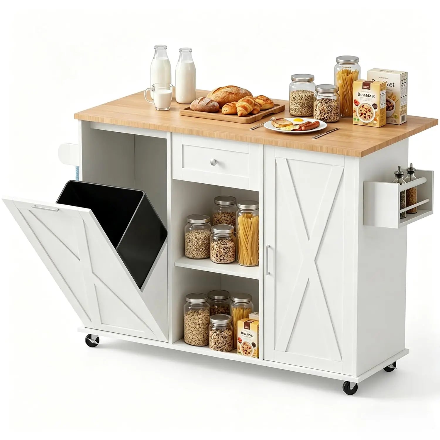 Kitchen Island With Storage & Drop Leaf
