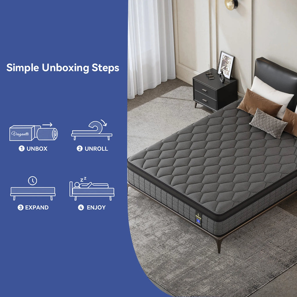 Gel Memory Foam Hybrid Pocket Spring Mattress, 12" and 14"