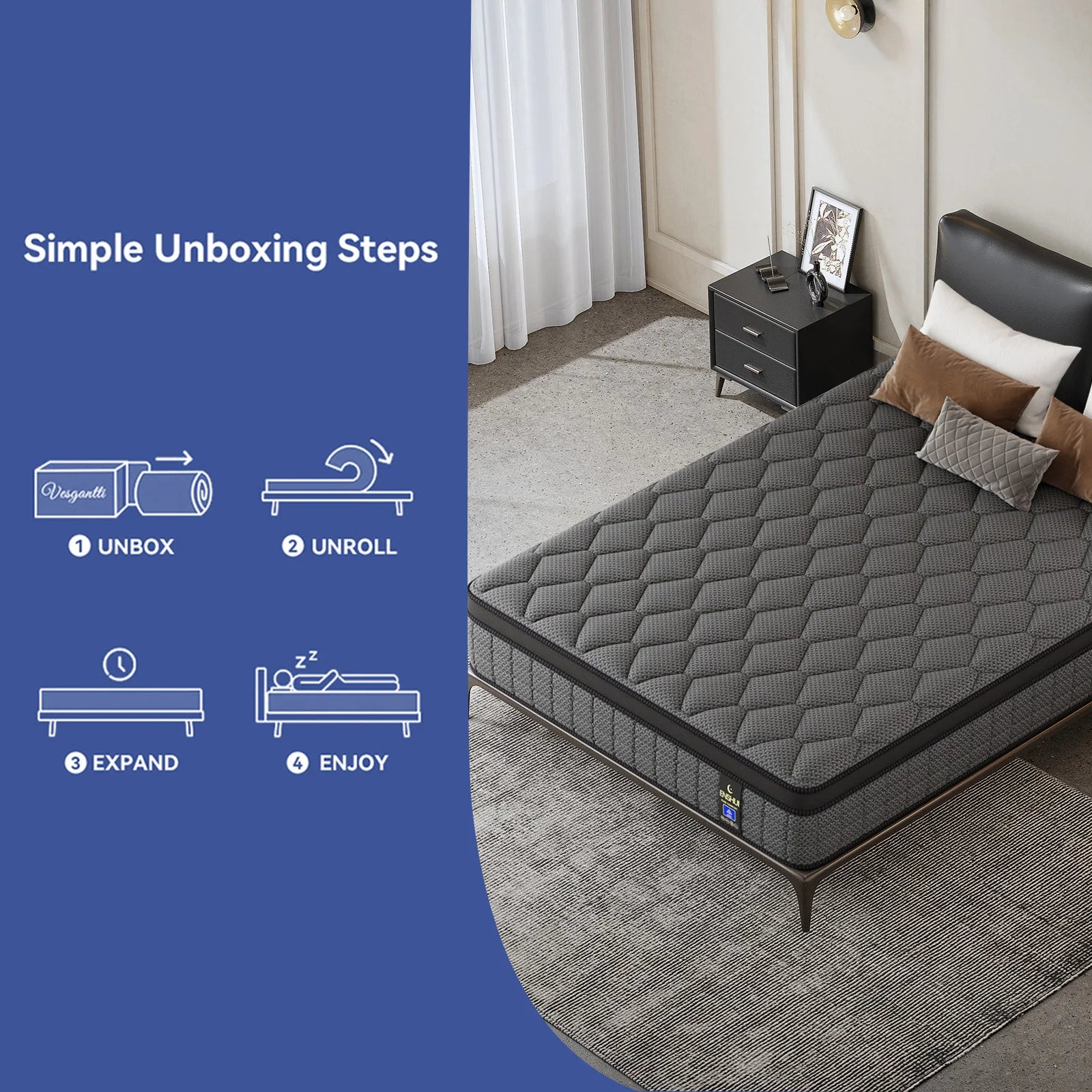 Gel Memory Foam Hybrid Pocket Spring Mattress, 12" and 14"