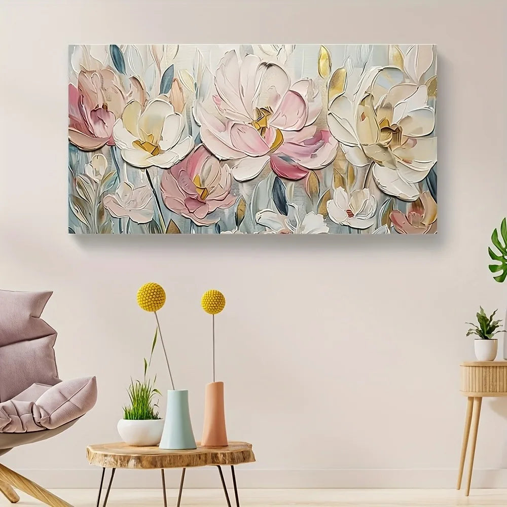 Abstract floral canvas painting