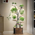 Indoor plant stand with grow light