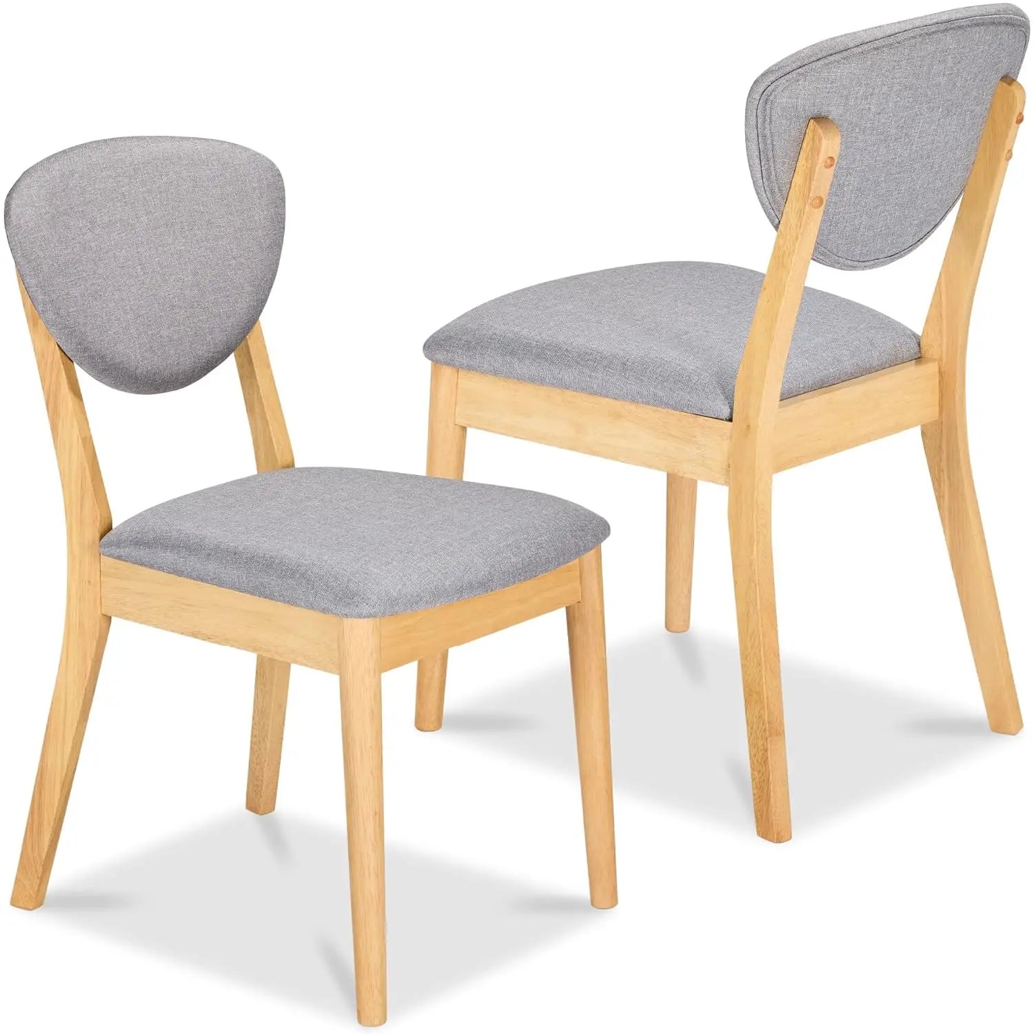 Mid-Century Modern Upholstered Wood Armless Dining Chairs (Set of 2)