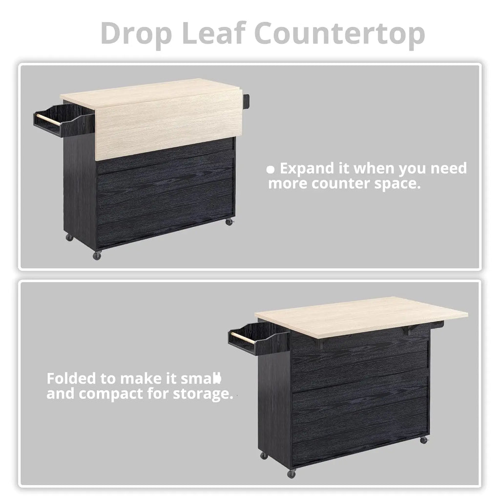 Rolling Kitchen Island Cart with Drop-Leaf