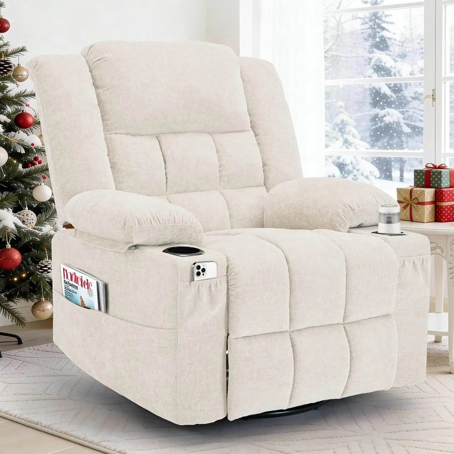 Swivel Rocker Recliner with Massage and Heating
