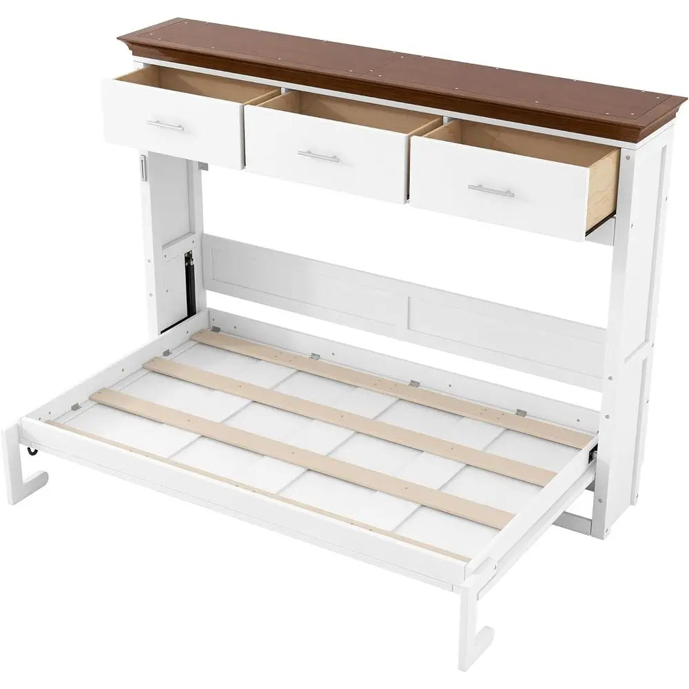Horizontal Twin Size Murphy Bed Cabinet with Storage