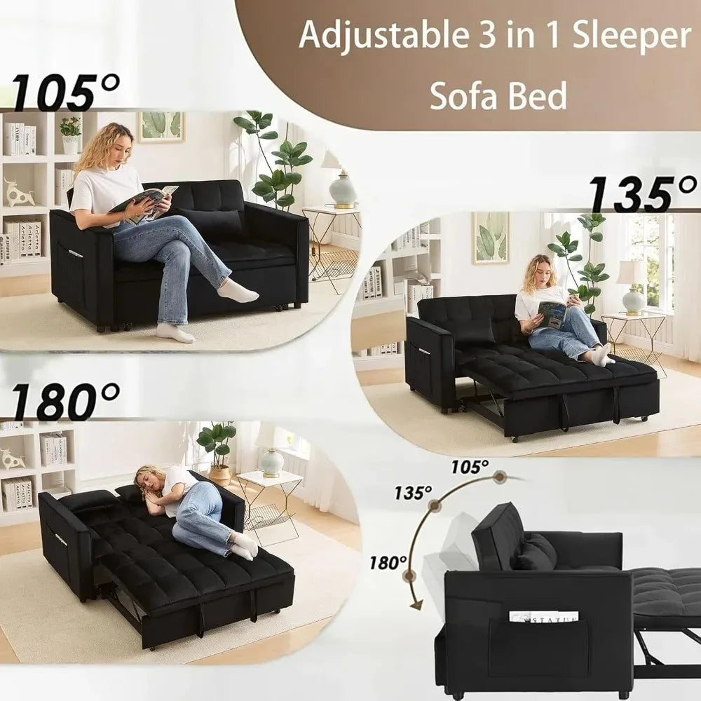 3-in-1 Velvet Sleeper Sofa Bed