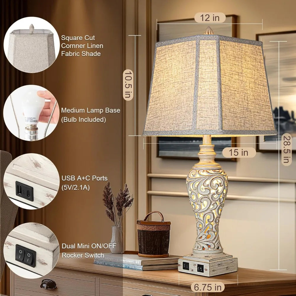 Beside Table Lamps (Set of 2)with Nightlight